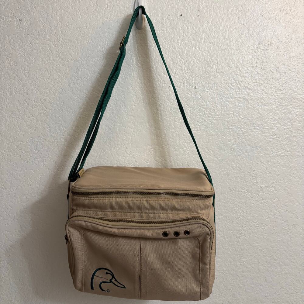 Ducks Unlimited Insulated Cooler Lunch Bag Khaki Canvas Green Strap